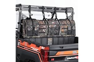 KEMIMOTO Double UTV Tool Bag Rack, Hunting Tool Holder Rack Soft Carrier Case Rear Roll Cage, Bow Storage Bag Compatible with Polaris Ranger Mule Uforce, Most General UTVs (Camo)