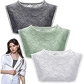 Skicuff 3 Pcs Lace Cleavage Cover up for Low Neckline Fake Collars for Women Modesty Inserts for Low Cut Dresses Crew Collar