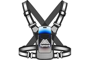 Topward Running Vest Chest Phone Holder for Women Men, Reflective Vest Safety Gear for Dog Walking Cycling - Adjustable Waist/Shoulder