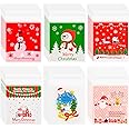 NEBURORA 120pcs Christmas Cellophane Bags Xmas Self-adhesive Clear Treat Candy Cookie Bags with Seal for Merry Christmas DIY 