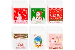 NEBURORA 120pcs Christmas Cellophane Bags Xmas Self-adhesive Clear Treat Candy Cookie Bags with Seal for Merry Christmas DIY 