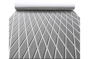 FOCEAN Boat Flooring EVA Foam Boat Decking Marine Mat Non-Slip Self-Adhesive Flooring Sheet for Motorboat Kayak Surfboard Garden Floor Swimming Pools, 94.5''x 15.7'', Grey with White Lines