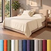 Royal Bliss 1900 Top Split King Sheets Sets for Adjustable Bed, 4 Pcs Deep Pockets Double Brushed Microfiber Sheets, 34 Inch Split Top Fitted Sheet, 1 King Flat Sheet and 2 Pillowcases - Ivory