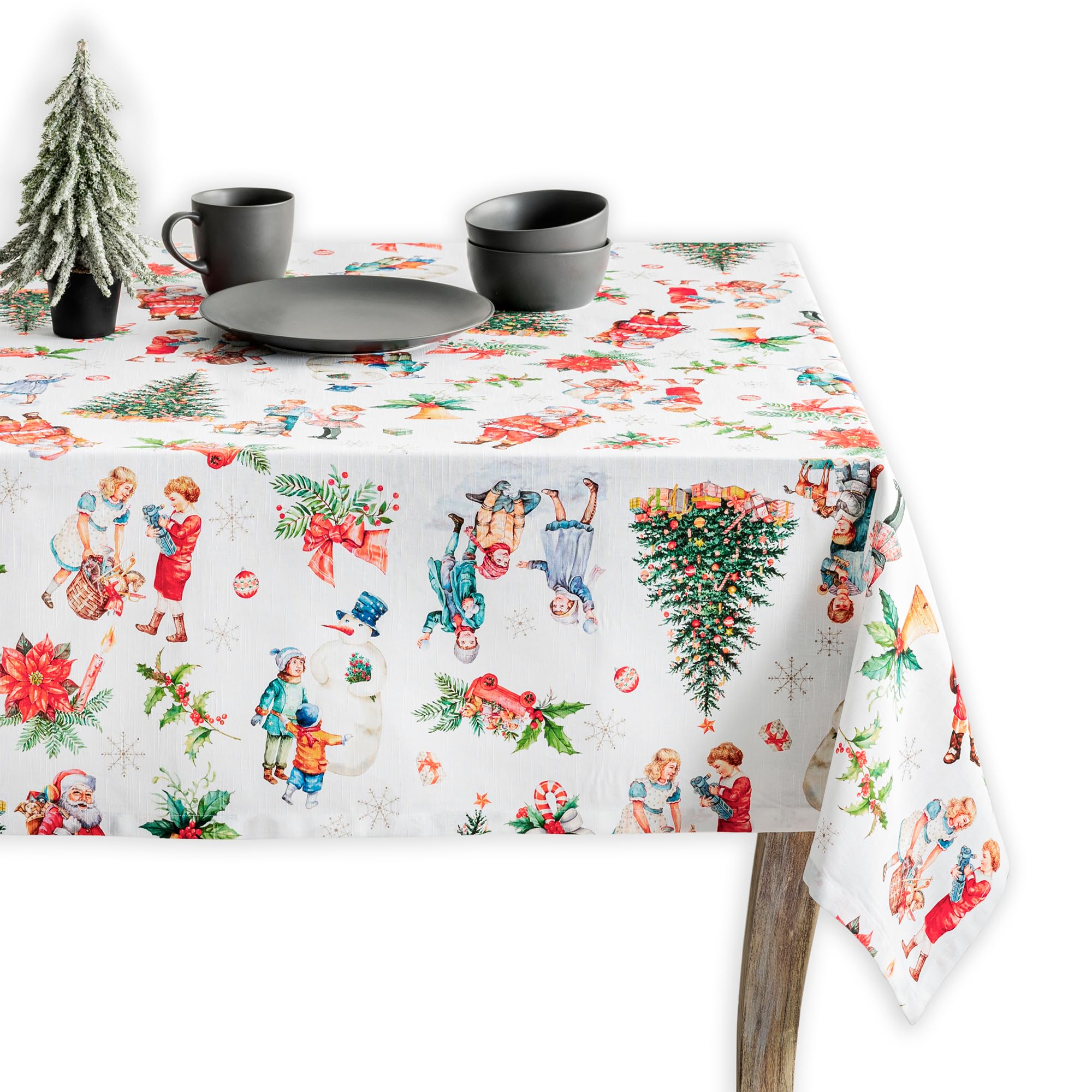 Maison d' Hermine Table Cloth Square Table 100% Cotton 54 x 54 Inches Fall Tablecloth Reusable Everyday Use for Thanksgiving Christmas Decorations Dining Farmhouse Party (Chromo) Image