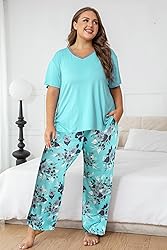 Vozanet Women's Pajama Sets Short Sleeve with Long