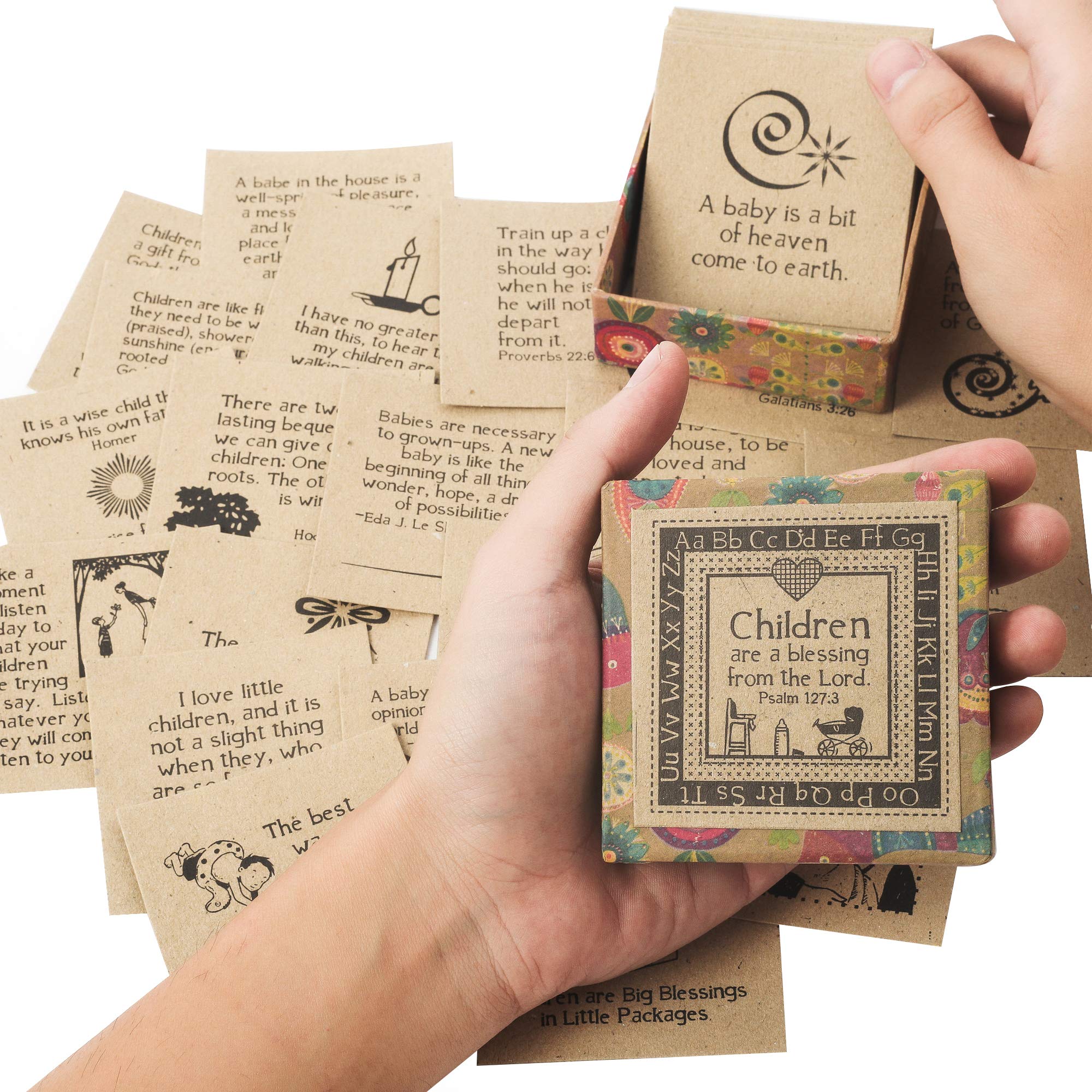 Navy Peony A Collection of Quotes About Children - 47 Note Cards, Eco-Friendly, Small Box | Inspirational Notes for Expecting Parents | Unique Present for Baby Showers