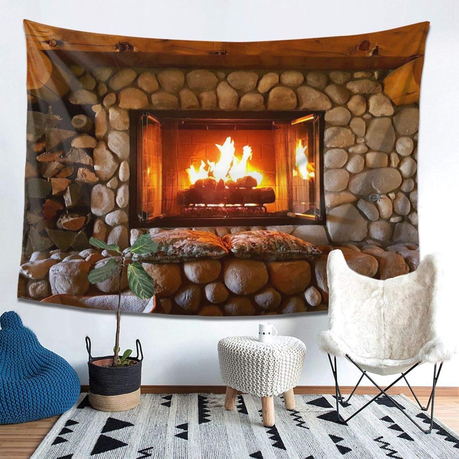 Amazon Co Jp クリスマス 暖炉 新年 タペストリーポスター タペストリー 壁掛け リビングの飾り インテリア飾り 壁飾り おしゃれ 多機能 模様替え 間仕切り 新築お祝い 結婚お祝い プレゼント ホーム キッチン