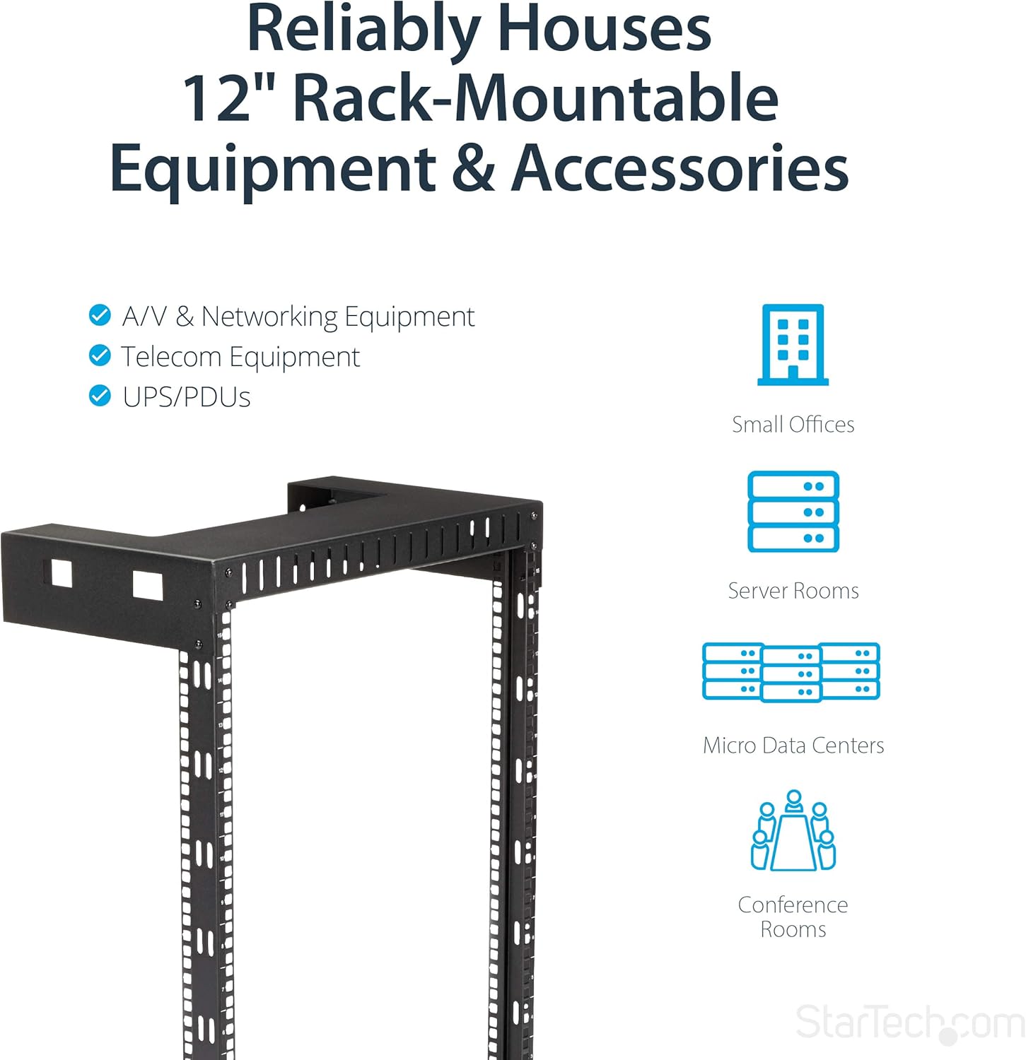 StarTech.com 2-Post 15U Heavy-Duty Wall-Mount Network Rack, 19" Open Frame Server Rack, 12" Deep - Image 5