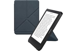 kwmobile Origami Case Compatible with Kobo Clara BW/Colour Case - Slim PU Leather Cover with Stand - Dark Blue