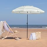 CHRISTOW Beach Umbrella 2m Tilting Parasol UV 30+ with Bag Sage White view 2