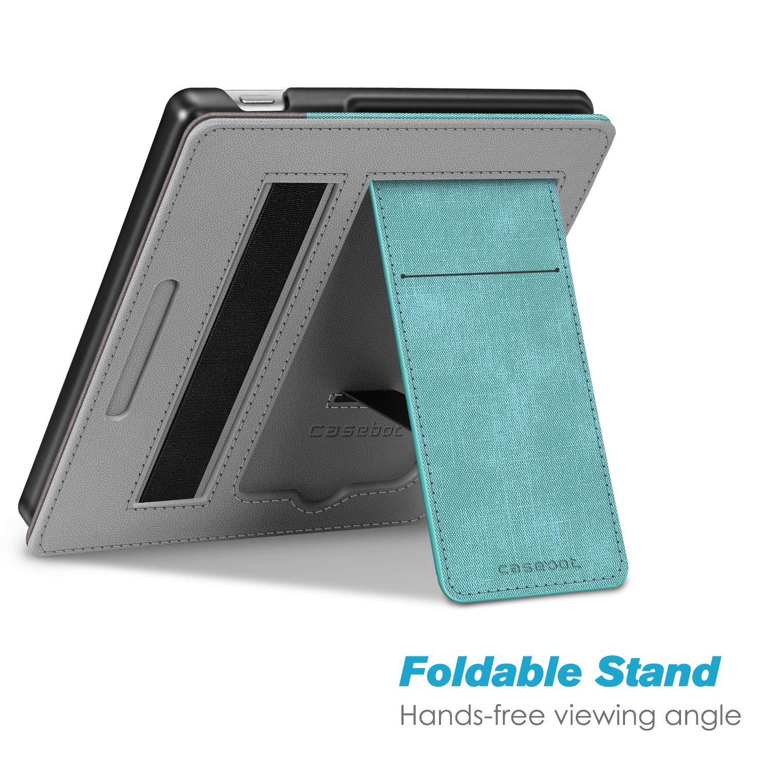 CaseBot Stand Case for Kindle Oasis (10th/9th Generation, 2019/2017 Release) - Premium PU Leather Sleeve Cover with Card Slot and Hand Strap, Turquoise
