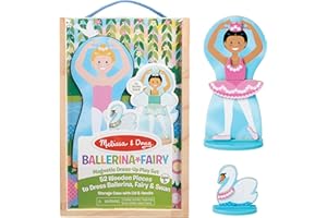 Melissa & Doug Ballerina and Fairy Magnetic Dress-Up Double-Sided Wooden Doll and Swan Pretend Play Set (52 pcs)