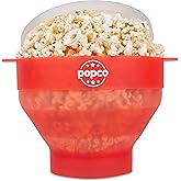 POPCO Silicone Microwave Popcorn Popper with Handles, Silicone Popcorn Maker, Collapsible Bowl Bpa Free and Dishwasher Safe -