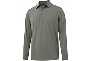 M MAELREG Golf Shirts for Men Dry Fit Performance Moisture Wicking Casual Heather Collared Long Sleeve Polo Shirts for Men