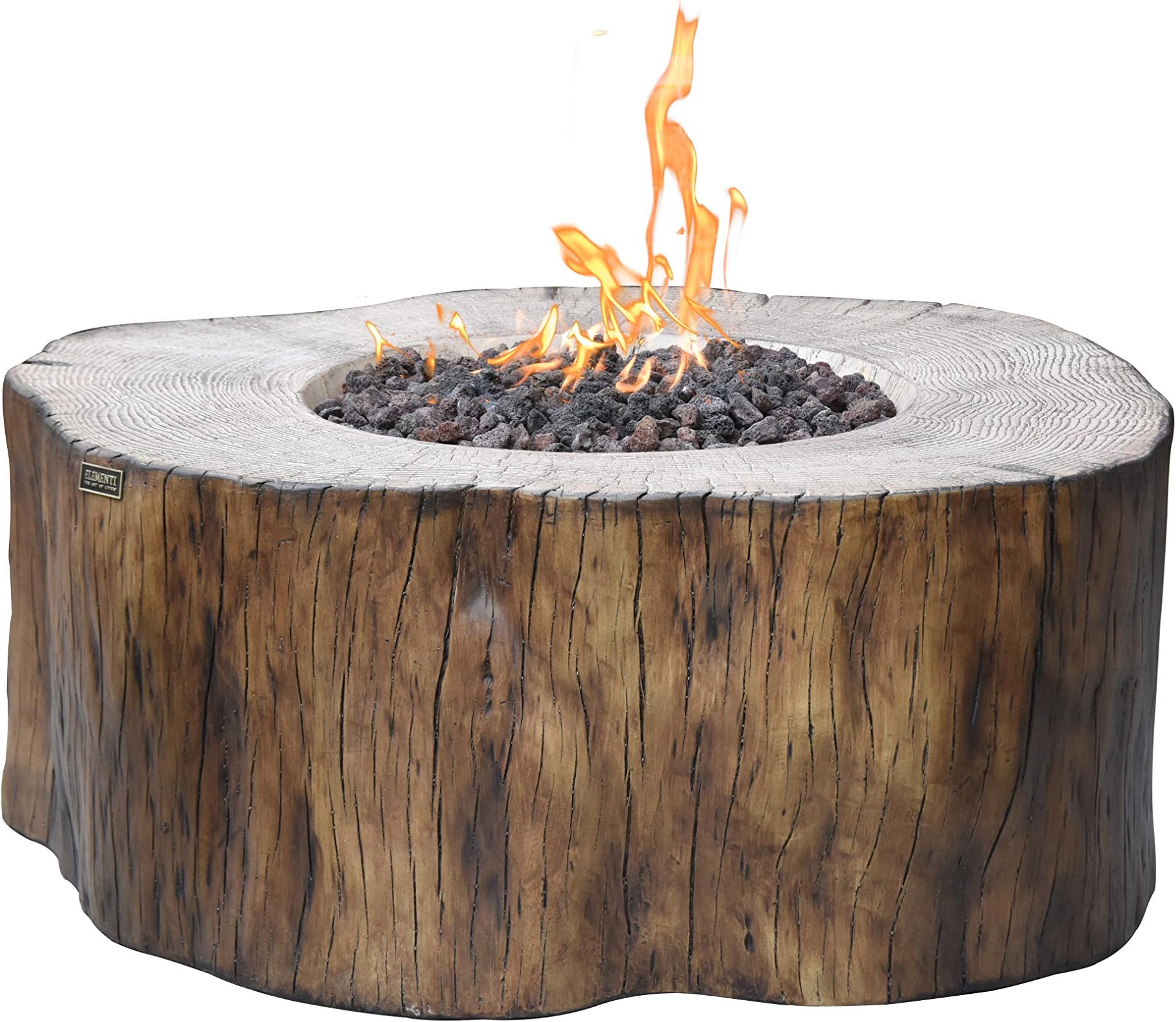 Elementi Manchester Outdoor Fire Pit 42 Inches Round Firepit Table Concrete Patio Heater Electronic Ignition Backyard Fireplace Cover Lava Rock Included Natural Gas
