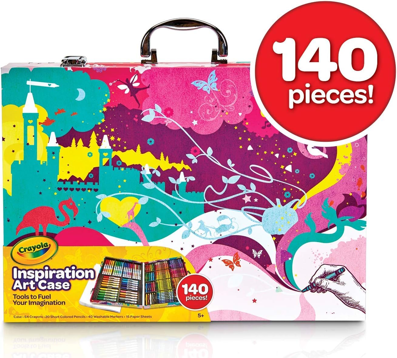 Crayola Inspiration Art Case Coloring Set, Gift for Kids Age 5+, Pink, 140 Count: Toys & Games