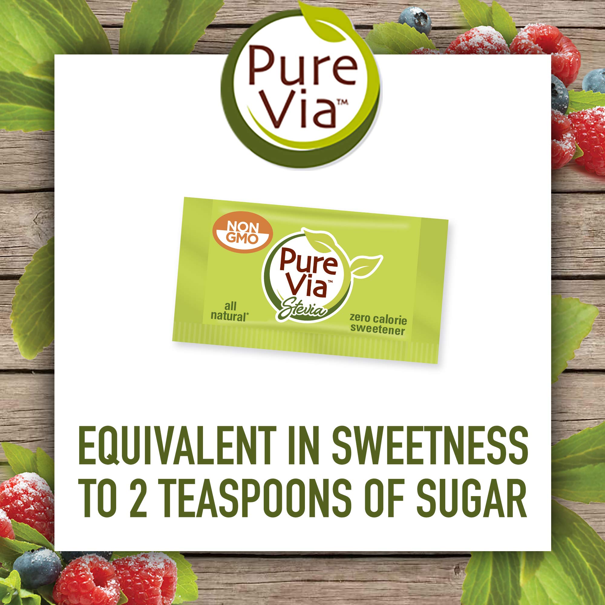 PURE VIA Stevia Sweetener Packets, Sugar Substitute, Natural Sweetener
