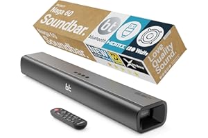 Majority Bluetooth 120W TV Sound Bar for Smart TV, 24 Inch, 2.1 Channel, 3D Sound with Built-in Subwoofer | EQ Control, HDMI Arc, Optical, AUX, Remote, and Wall Mountable Naga 60 Soundbar for TV