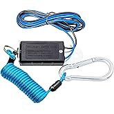 MECMO Trailer Breakaway Switch, 4 ft Breakaway Coiled Cable with Electric Break Switch, Stainless Steel Spring Towing Wire El