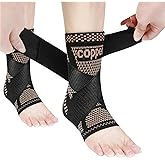 Copper Ankle Brace Copper Infused Support for Men & Women (Pair), Best Ankle Compression Sleeve Socks for Plantar Fasciitis, Sprained Ankle, Achilles Tendon, Pain Relief, Recovery