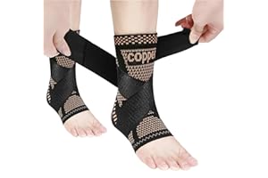 MIHAIR Copper Ankle Brace Copper Infused Support for Men & Women (Pair), Best Ankle Compression Sleeve Socks for Plantar Fasciitis, Sprained Ankle, Achilles Tendon, Pain Relief, Recovery