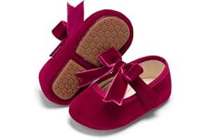 PHIRAMIN Baby Girls Mary Jane Flats - Infant Newborn Walking Shoes Soft Rubber Sole Princess Wedding