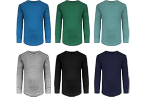 ANDREW SCOTT Boys Long Sleeve Performace Tops| Base Layer All Season Cotton Stretch Color Shirts| Multi Packs -Colors