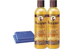 ONDAGO 2 Feed-N-Wax Wood Polish and Conditioner 8 oz Bundle with 2 Microfiber Cloths (Wood Cleaning Kit)