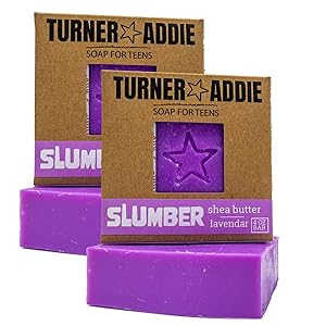 Turner and Addie Slumber Bar (2-PK) - Natural Soap for Teens, Lavender Essential Oil – Handmade in Maryland - Comes with Sticker - for Teens Tweens Kids