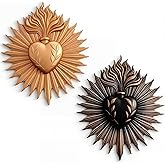 Wesiti 2 Pieces Sacred Hearts Wall Plaque Heart Box Ex Voto Prayer Holder Art Home Gothic Statue Wall Hanging Sculpture for Hotel Porch Entrance Household