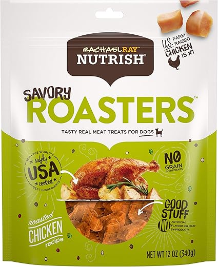 Amazon Com Rachael Ray Nutrish Savory Roasters Real Meat Dog Treats Roasted Chicken Recipe 12 Ounces Grain Free Pet Supplies