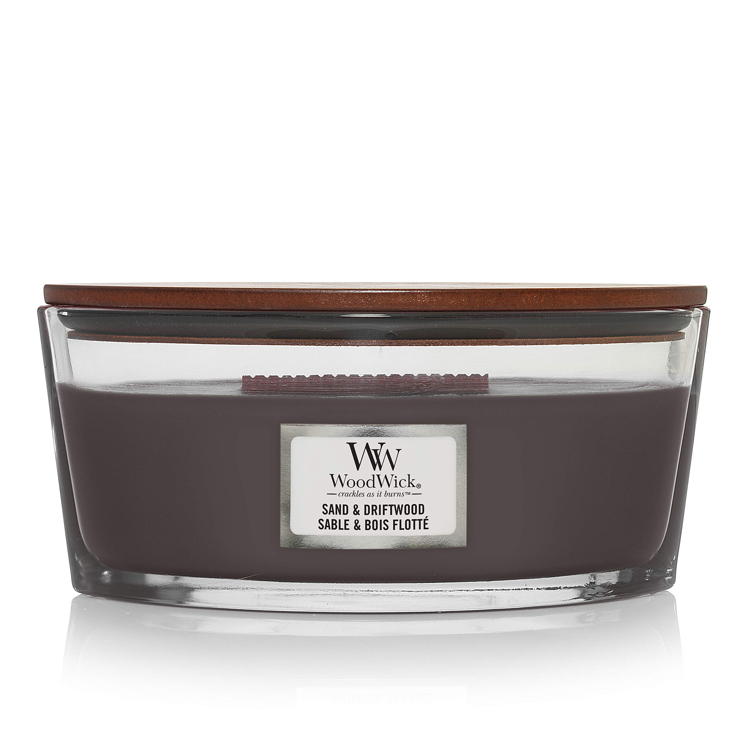 WoodWick Ellipse Scented Candle | Sand & Driftwood | with Crackling Wick | Burn Time: Up to 50 Hours