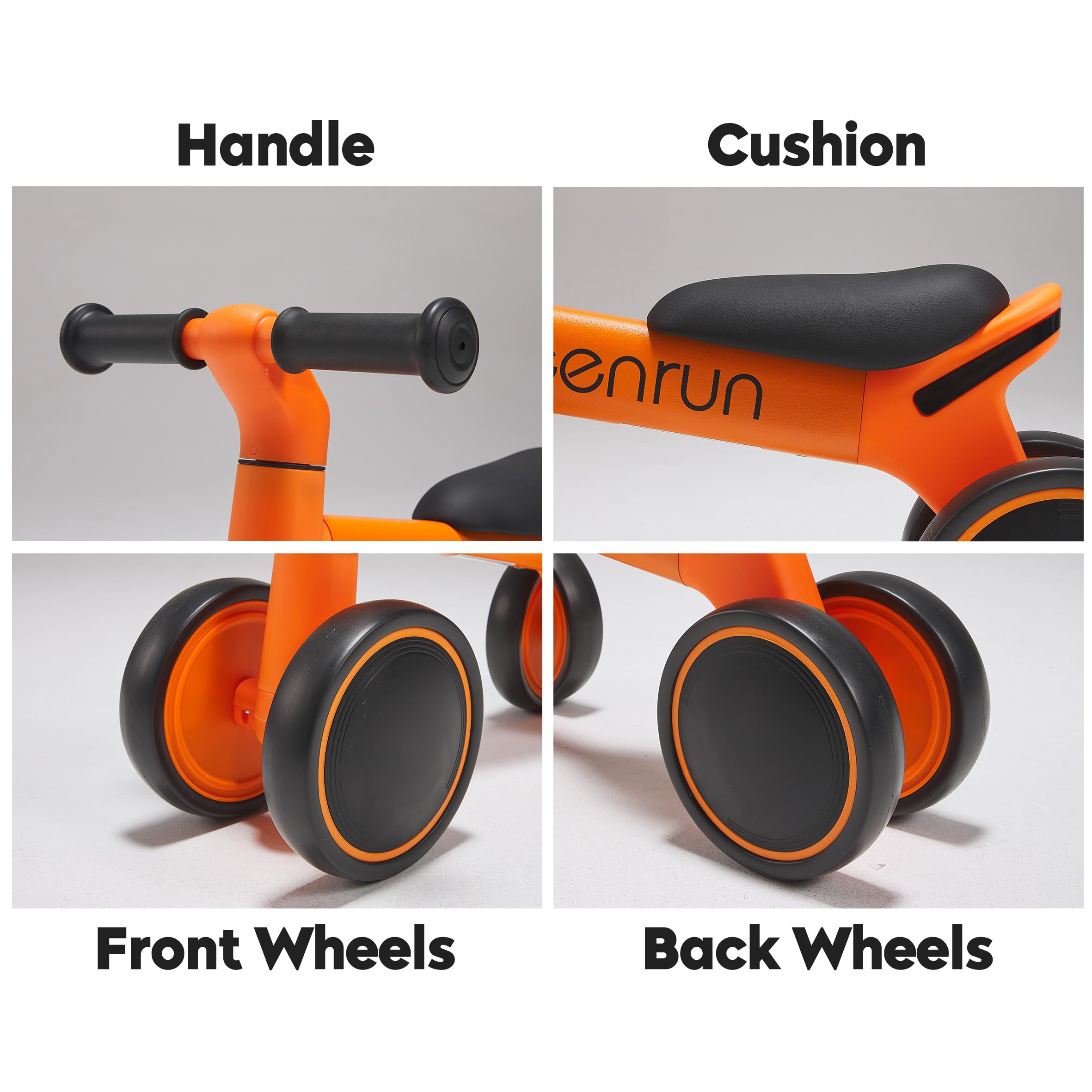 TEENRUN Baby Balance Bike with 4 Wheels, Perfect for 12-36 Month Toddlers, Ideal First Birthday Gift for Boys and Girls