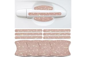 Gengki 10Pcs Car Door Handle Bling Rhinestones Stickers Universal Auto Door Handle Scratch Cover Guard Protective Film Pad (Champagne)