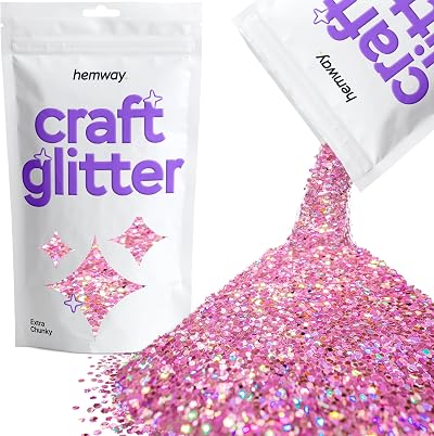 Hemway Pink Holographic Extra Chunky Glitter 100g for Crafts