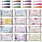 Siifert 12 Pcs Makeup Bags Bulk with 12 Quote Keychains Inspirational Canvas Cosmetic Bags Positive Affirmation Bag Makeup Pouch Christian Gifts for Women Friend Employee(Bible Verse)