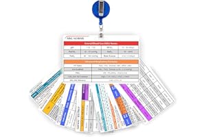 Respiratory Therapist Badge Buddy with Reel - 8 PVC Reference Cards for RT, ICU, ABG, Ventilator Settings, NRP & Pediatrics -