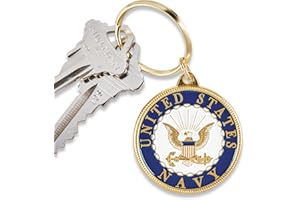 EAGLE EMBLEMS, INC. EEC, Inc. US Navy Crest Keychain Patriotic Key Rings Military Gifts Collectibles Men Women, Blue, 1 1/2"