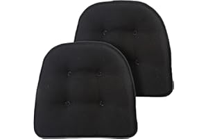 Klear Vu Omega Non-Slip Universal Chair Cushions for Dining Room, Kitchen and Office Use, U-Shaped Skid-Proof Seat Pad, 15x16 Inches, 2 Pack, 03 Midnight Black