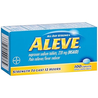 Aleve Caplets with Naproxen Sodium, 220mg (NSAID) Pain Reliever/Fever Reducer, 100 Count