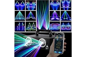 KEAIDE DJ Laser Lights with APP Control, Custom Laser Projector, 3D Animation,Beam Effect,DMX512, Full Color, Supports Text, Programming, Drawings, Sound Activated, Laser Machine for Disco Stage Karaoke Bars