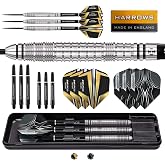 Harrows Combat 90% Tungsten Steel Tip Darts Set I 21g to 30g All Weights Available I Huge 17pcs Bundle with Spare Shafts, Prime Flights &amp; Travel Case