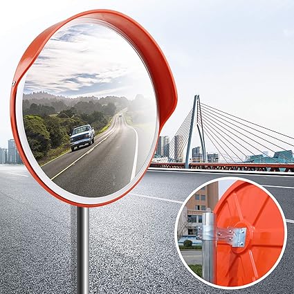 Forever Speed Überwachungsspiegel Sicherheitsspiegel Panoramaspiegel Konvex Verkehrsspiegel Polycarbonat 30CM Orange