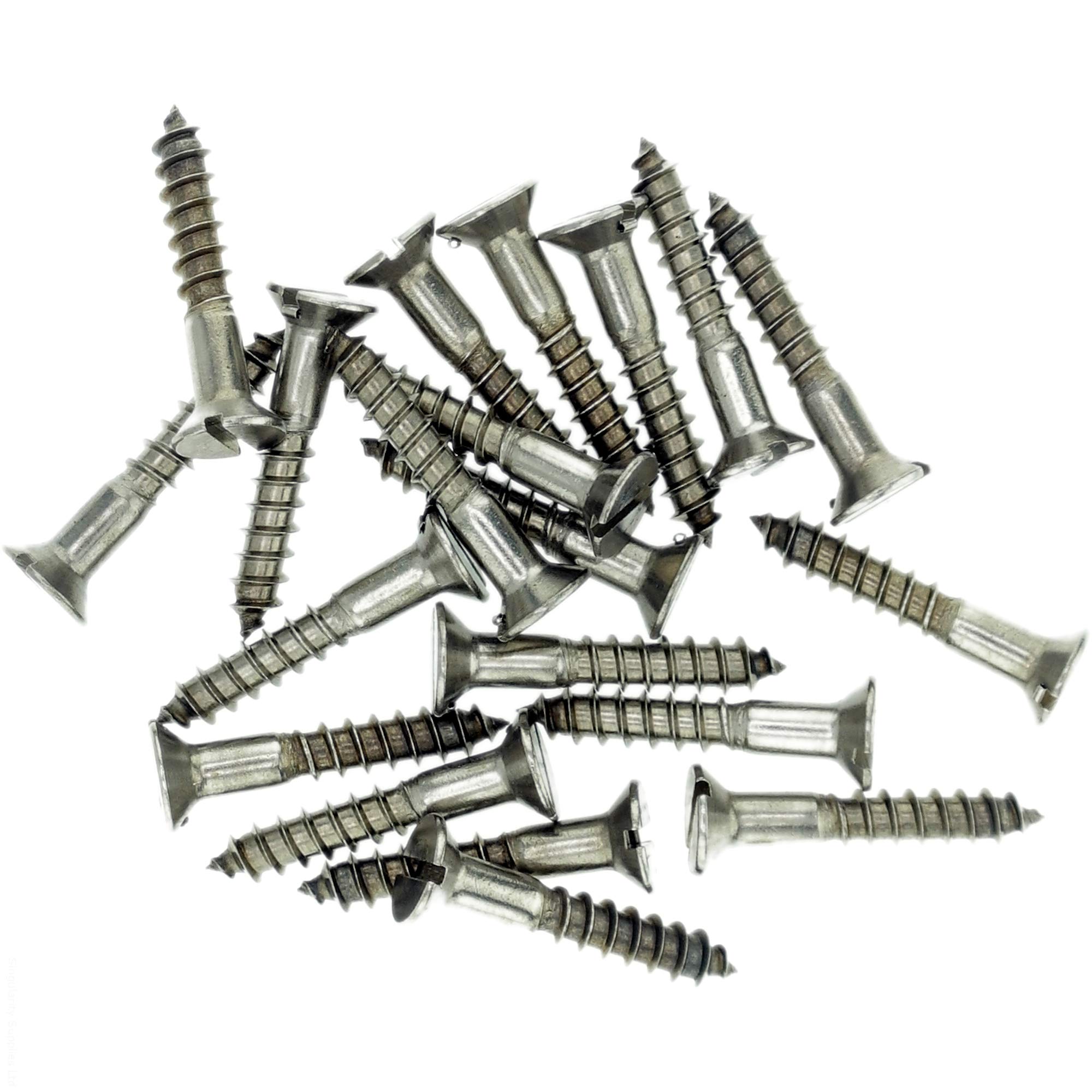 No.4 x 0.78 (3.0mm x 20mm) Slot Countersunk Wood Screw - Stainless Steel (A2) (Pack of 20)
