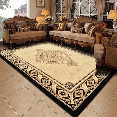 Rugs Black Gold Carpet European Living Room Coffee Table Office Study Modern Simple Encryption Thickening Size 160 230 Cm Amazon Co Uk Kitchen Home