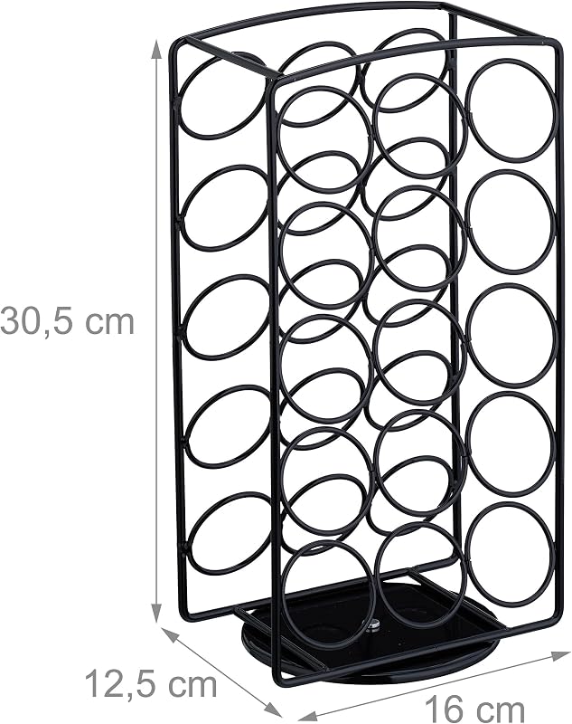 Porta Cialde Caffè, Organizer Portacapsule per 30 Capsule Compatibili Keurig, HxLxP: 30,5x16x12,5 cm, Nero