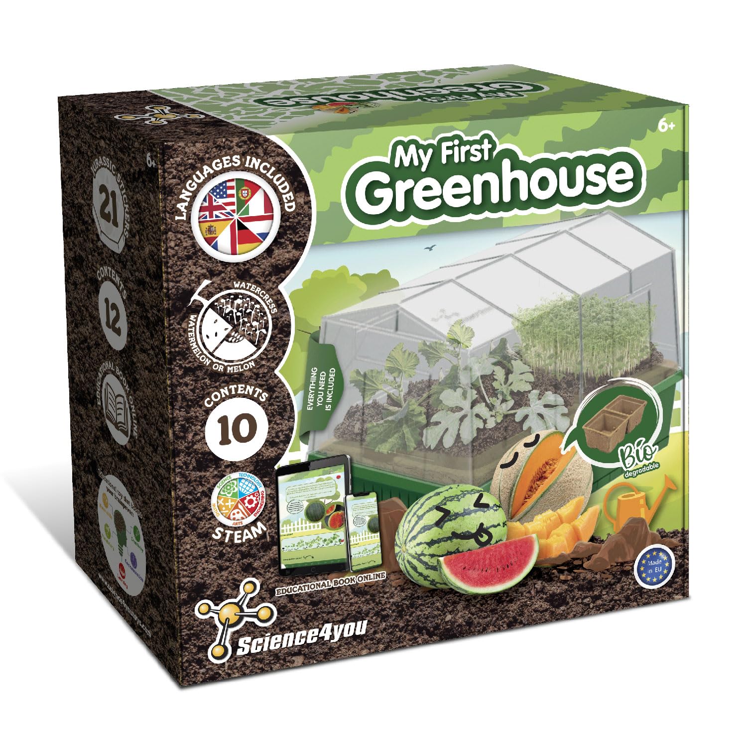 Science4you Small Greenhouse for Kids – Grow Kit for Garden Activities, Plant Your Own Watermelon & Watercress with Mini Greenhouse UK, DIY Kit for Kids, Microgreens Gift for Girls & Boys Age 6 7 8 9+