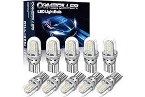Combriller 194 LED Bulb White, 168 T10 W5W 2825 LED Bulbs with Protective Cover and Hollow-carved Heat Sink Design, Led Replacement Bulbs for Dome Map Door Courtesy Trunk Parking Lights, Pack of 10
