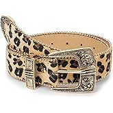 Utaly Women's Leopard Belts with Gold Buckle Fashion Cheetah Print Waist Belt Ladies Belts for Jeans Dress