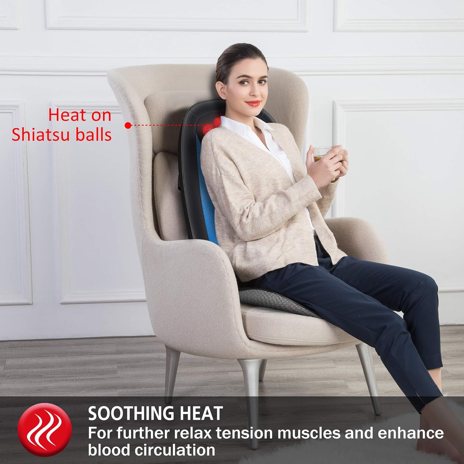 Comfier Shiatsu Back Massager with Heat -Deep Tissue Kneading Massage Seat Cushion, Massage Chair Pad for Full Back Pain Relief, Electric Body Massager for Home or Office Chair use: Health & Personal Care